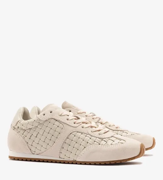 Stella Macrame Sneaker In Mushroom Grey Leather and Suede